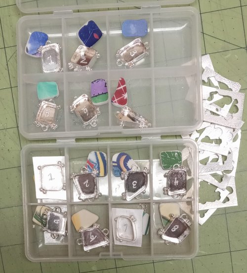 Judy Larson's Broken  AKA Bits and Pieces Dish Jewelry - , Metalwork, Filing, Finishing, Tumbling, Tumble, Tumbling Jewelry, Butane Torch, Soldering, Solder, Design, cut away excess back plate
